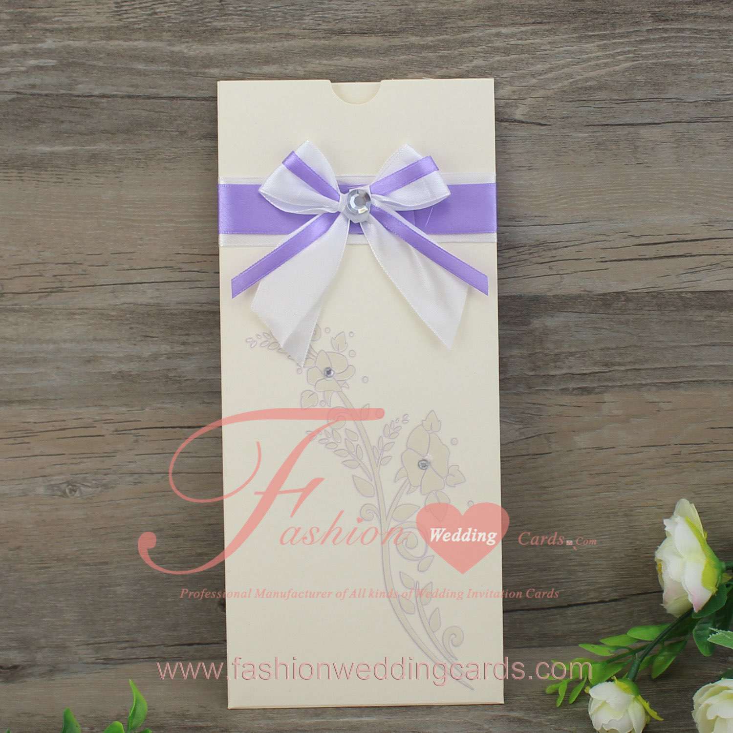 Pink and Purple Ribbon Wedding Invitation Designs